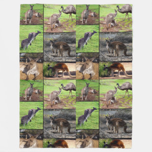 Kangaroo Foto Collage , Fleecedecke