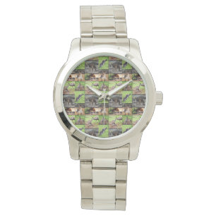 Kangaroo-FotoCollage, große Silberunisex-Uhr Armbanduhr