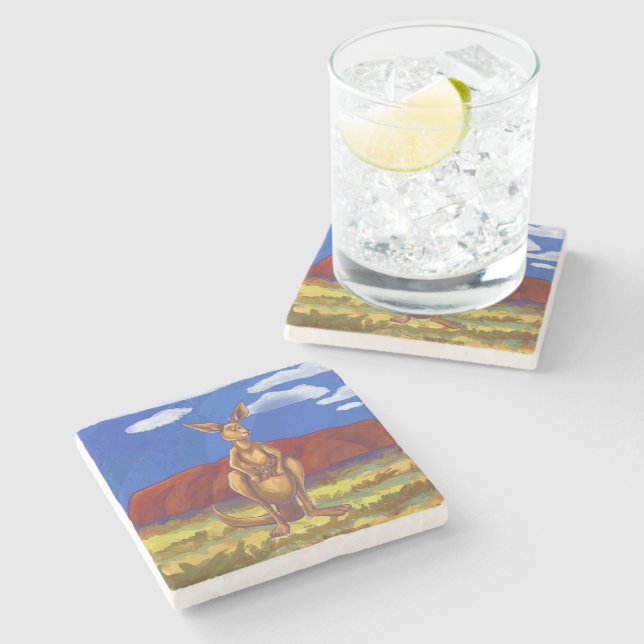Kangaroo-Geschenke und Zubehör Steinuntersetzer (Seitenansicht)