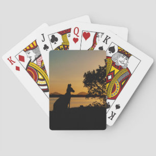 Kangaroo Golden Sunset Black Silhouette Australien Spielkarten