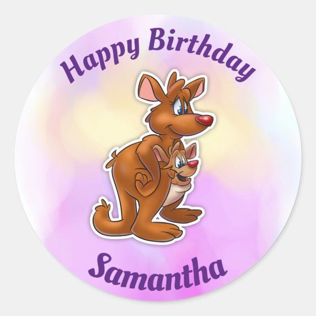 Kangaroo Happy Birthday Stickers (Vorderseite)