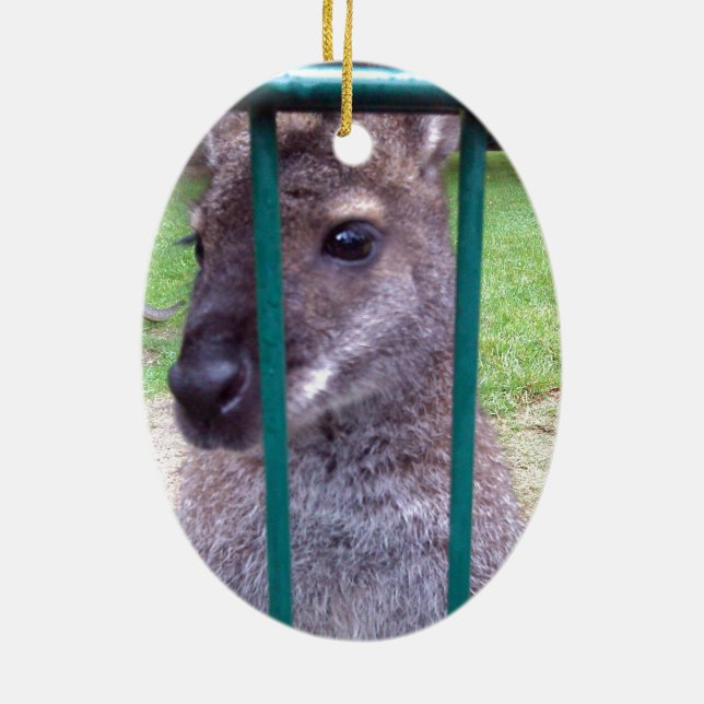 Kangaroo hinter Gittern Keramik Ornament (Hinten)