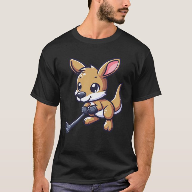 Kangaroo Ice Hockey Player - Funny Design T-Shirt (Vorderseite)