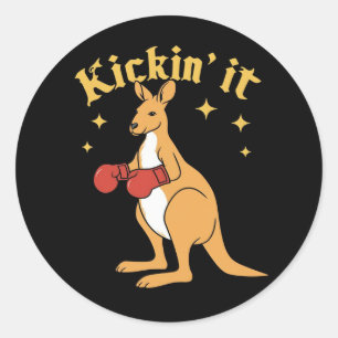 Kangaroo in einfachem gotischen Boxen Runder Aufkleber