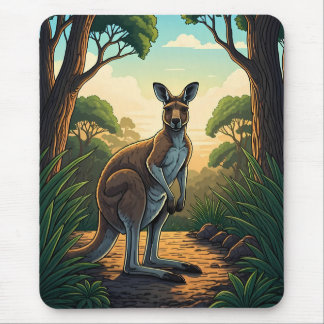 Kangaroo in Sunlit Forest Mousepad