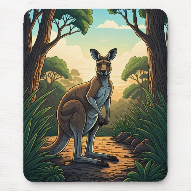 Kangaroo in Sunlit Forest Mousepad (Vorne)