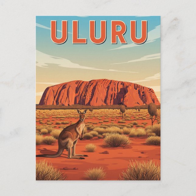 Kangaroo in Uluru Australien Postkarte (Vorderseite)