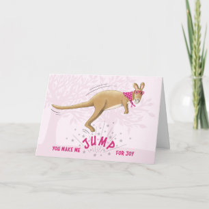Kangaroo Jumping for Joy Valentine's Day Karte
