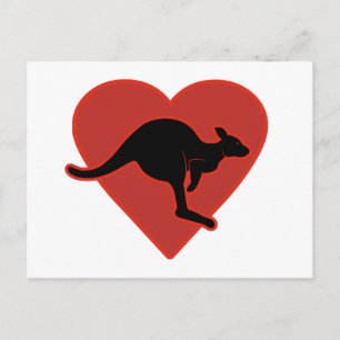 Kangaroo Liebe Rotes Herz Postkarte