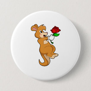 Kangaroo mit Blume Button