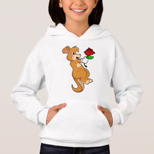 Kangaroo mit Blume Hoodie (Vorderseite)
