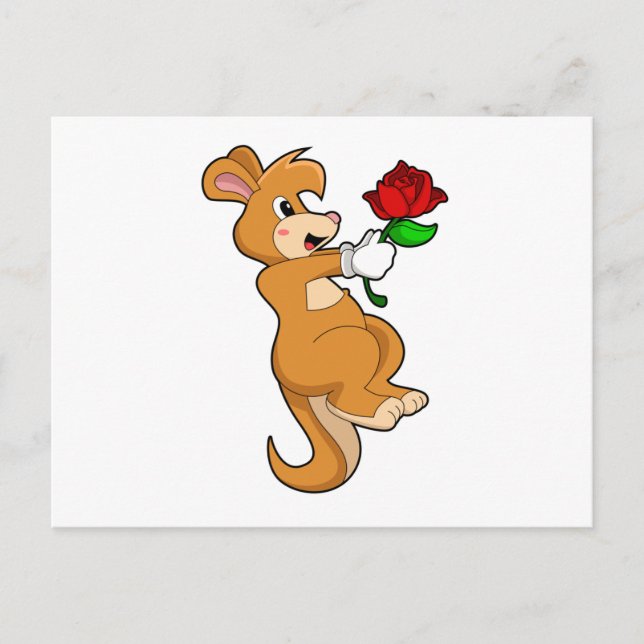 Kangaroo mit Blume Postkarte (Vorderseite)