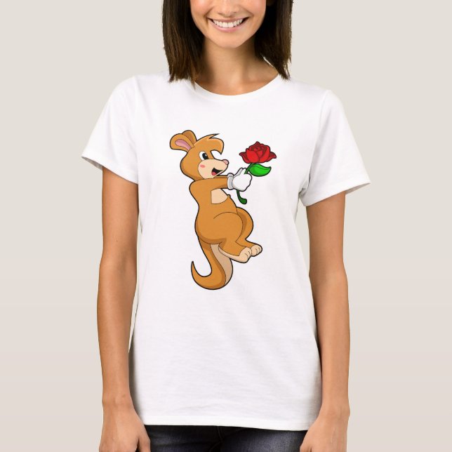 Kangaroo mit Blume T-Shirt (Vorderseite)