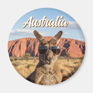 Kangaroo mit Sonnenbrille in Uluru Australien Magnet