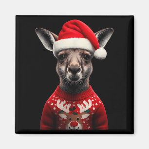 Kangaroo mit Weihnachtsmannmütze Weihnachten Austr Magnet