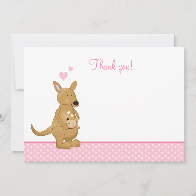 Kangaroo Mommy and Baby Flat Vielen Dank Mitteilungskarte (Vorderseite)