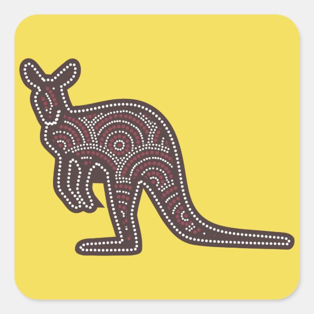 Kangaroo Mosaic Quadratischer Aufkleber (Vorderseite)