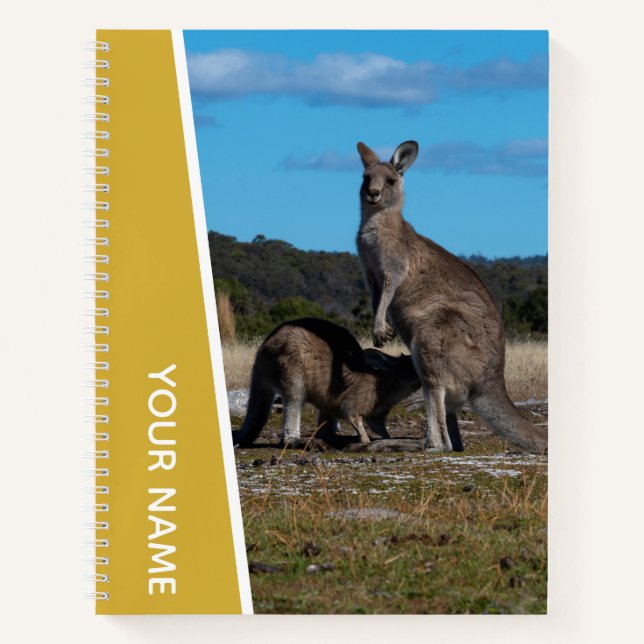 Kangaroo Mutter und Baby in Australien, Gold Notizbuch (Vorderseite)
