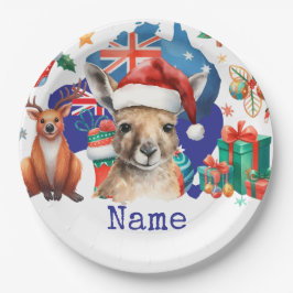 Kangaroo on Australia Flag  Pappteller