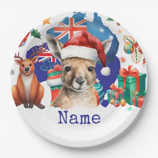 Kangaroo on Australia Flag  Pappteller (Vorderseite)