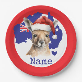 Kangaroo on Australia Flag  Pappteller