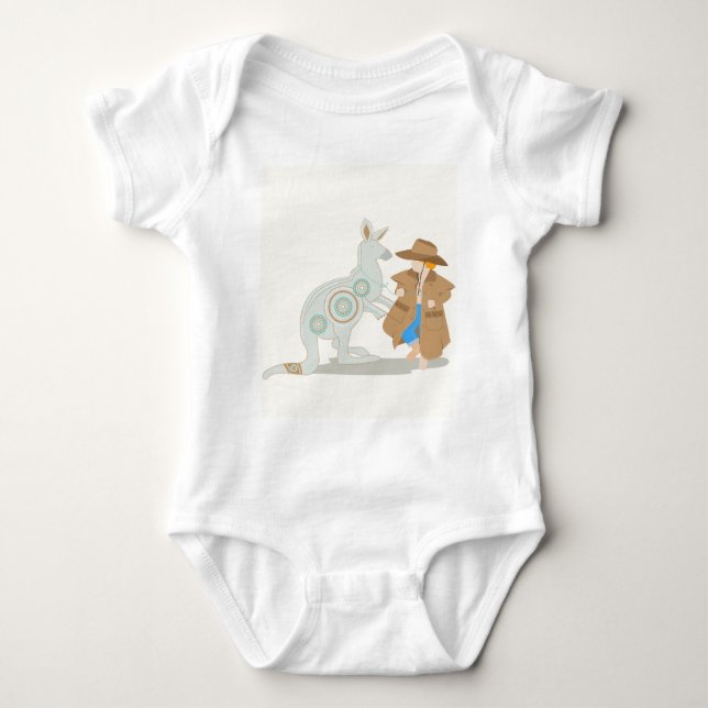 Kangaroo Originalkunstdruck Baby Strampler (Vorderseite)