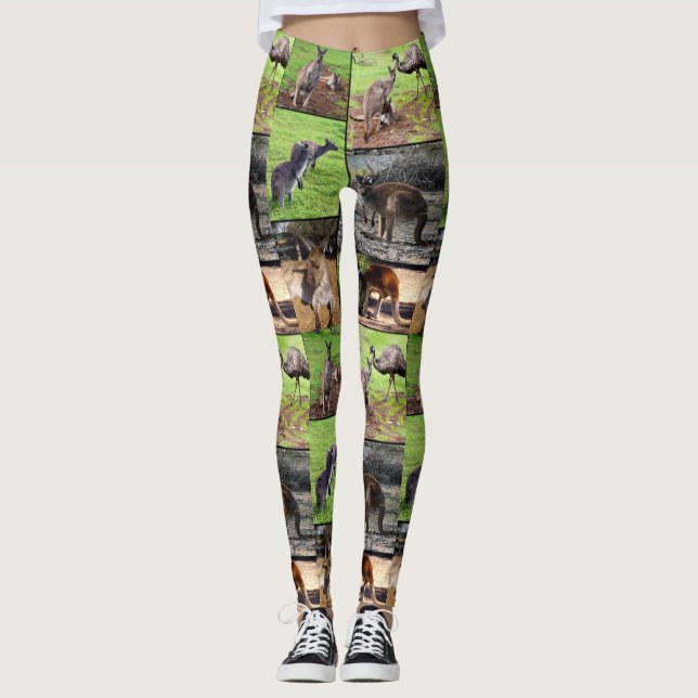 Kangaroo Photo Collage, Dames Leggings (Devant)