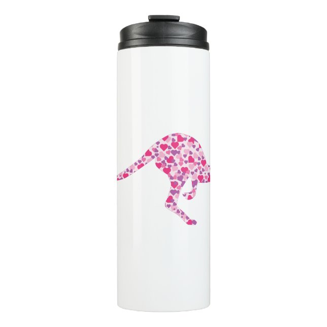 Kangaroo-Pink-Herz Thermosbecher (Vorderseite)