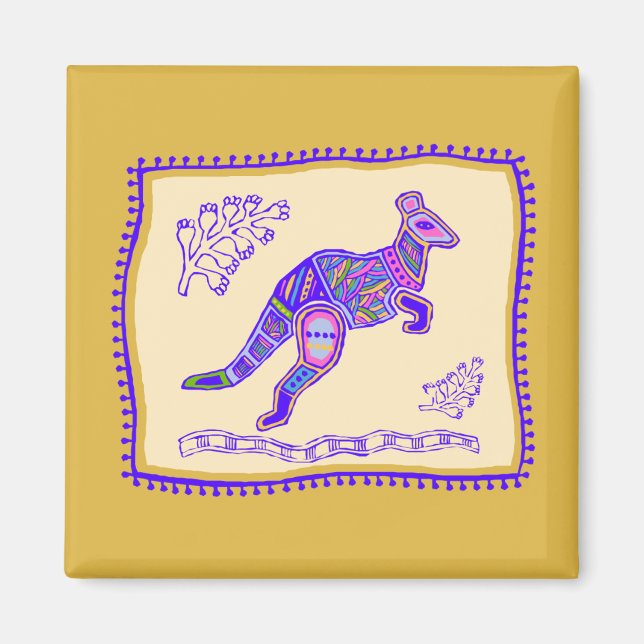 Kangaroo Quilt Magnet (Vorne)