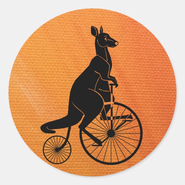 Kangaroo Reiten Runder Aufkleber (Vorderseite)