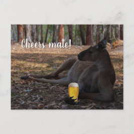 Kangaroo Relaxen mit Bier Australien Funny Postkarte