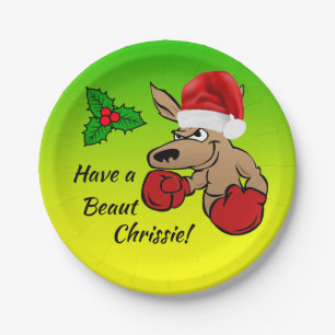 Kangaroo Santa 7" Australisches Weihnachtsfest-Par Pappteller