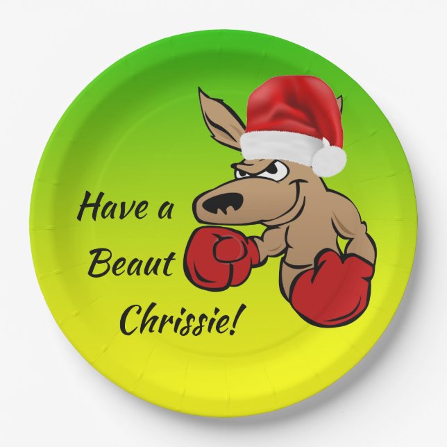 Kangaroo Santa 9" Australisches Weihnachtsfest-Par Pappteller (Vorderseite)