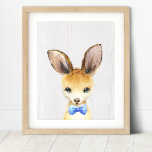 Kangaroo-Schmetterlingskrawatte-Nursery-Kunst druc Poster
