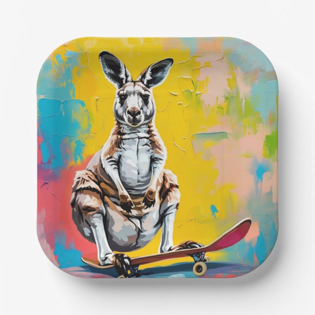 Kangaroo-Skate Pappteller (Vorderseite)