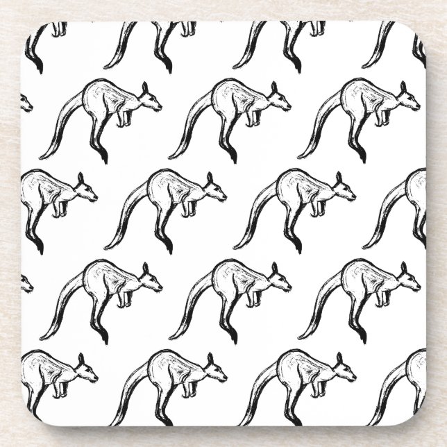 Kangaroo Sketch Getränkeuntersetzer (Vorderseite)