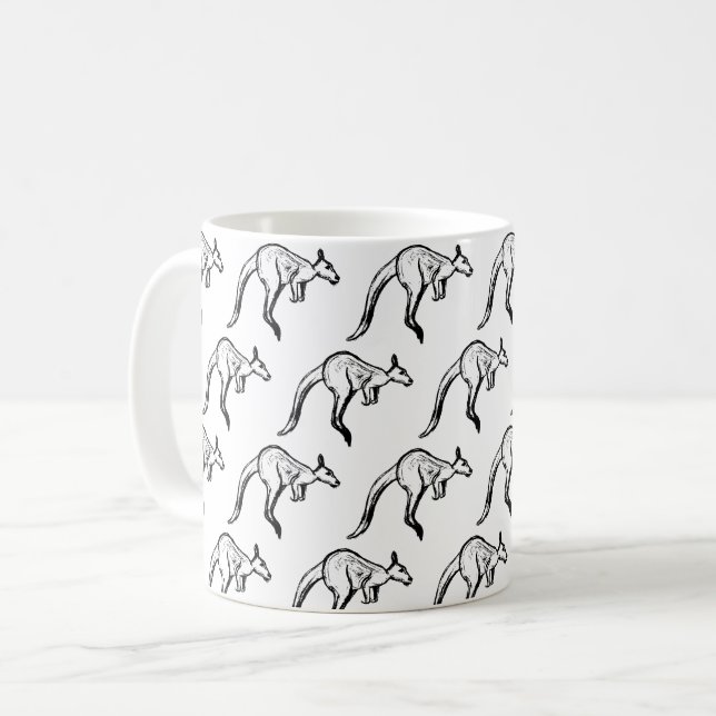 Kangaroo Sketch Kaffeetasse (Vorderseite Links)