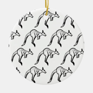 Kangaroo Sketch Keramik Ornament