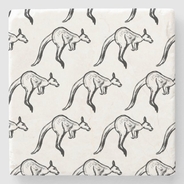 Kangaroo Sketch Steinuntersetzer (Vorderseite)