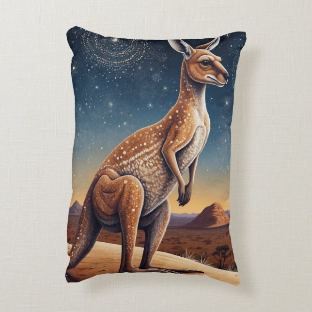 Kangaroo-Szene mit australischem Aborigine-Thema Dekokissen (Rückseite(Vertikal))