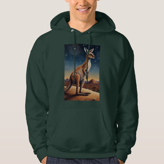 Kangaroo-Szene mit australischem Aborigine-Thema Hoodie (Vorderseite)