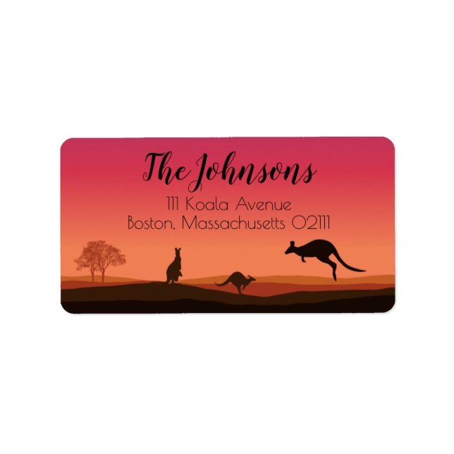 Kangaroo Themed Rücksendeadressen-Aufklebers Adressaufkleber (Vorne)