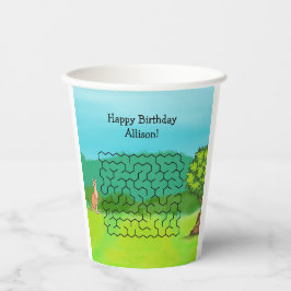 Kangaroo und Blätter Maze Birthday Paper Cups Pappbecher
