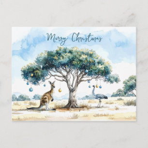 Kangaroo und Emu Gumtree Weihnachtsbaumchen Postkarte