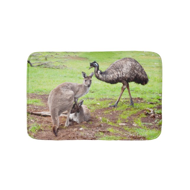 Kangaroo und EMU, kleine Schaumstoffmatte Badematte (Vorderseite)