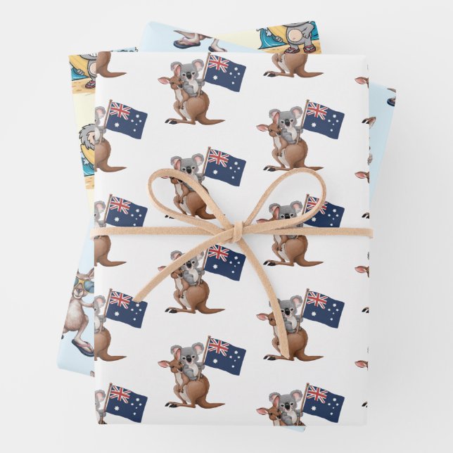 Kangaroo und Koala Geschenkpapier Set (Beispiel)