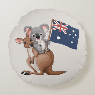 Kangaroo und Koala Rundes Kissen