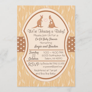 Kangaroo Unisex Baby Shower Einladung Junge oder M