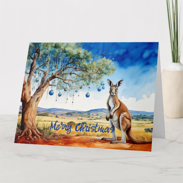 Kangaroo unter dem Hummer mit Weihnachtsbaumbaumho Karte (Vorderseite)