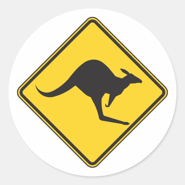 Kangaroo-Warnschilder rund um die Stickers Siegel (Vorderseite)